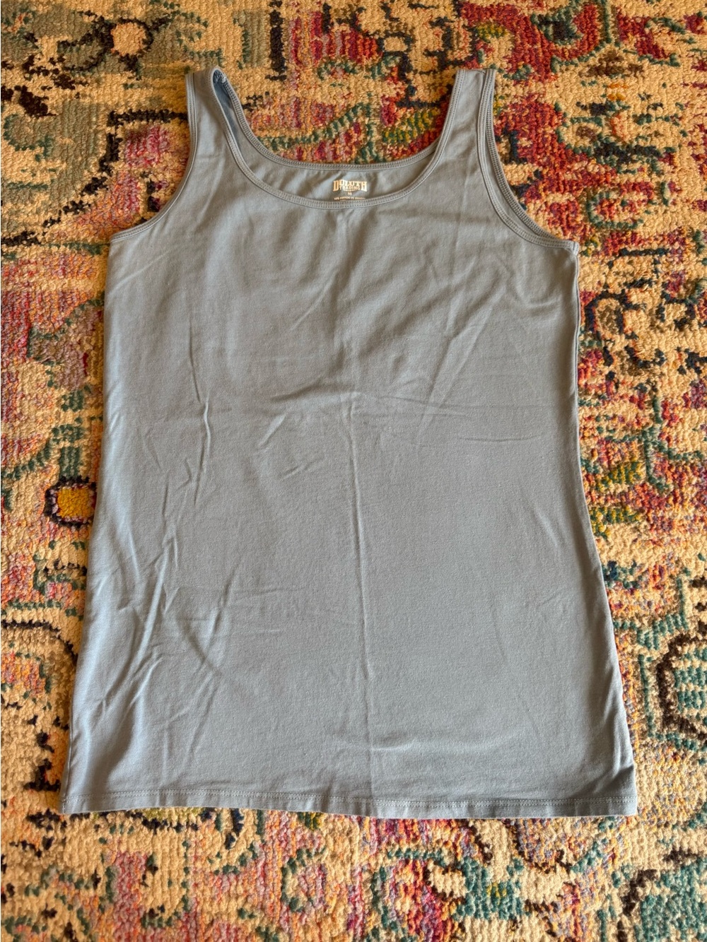 Duluth Trading Co Blue Gray Scoop Tank Top